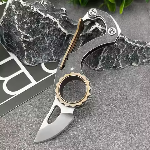 Mini Folding Keychain Knife 8Cr13MoV Blade with 420 Steel Handle Lightweight Camping, Fishing, Hikin