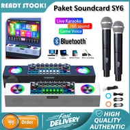 Soundcard SY6 Sound Card VIRAL SY6 PAKET SOUNDCARD SPEAKER all-in-one SY6 Bluetooth dengan 2 microphone