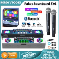 PAKET SOUNDCARD SY6 SPEAKER all-in-one SY6 Bluetooth dengan 2 microphone