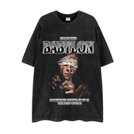 Dark Vintage Streetwear Brand Oversized Hip-Hop T-Shirt, Washed Pure Cotton, Gothic Y2K Aesthetic fo