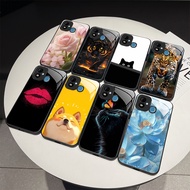 For Itel A33 Plus Elegant Flower Cat Cartoon Casing itel A33plus A33+ Lens Protective Tempered Glass