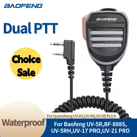 Baofeng Walkie Talkie Speaker Microphone Dual PTT Mic For UV-5R BF-888S UV 13 21 17 Pro UV-5RH Quans