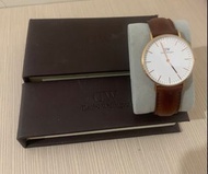【Daniel Wellington】DW 手錶 Classic Oxford 36mm 皮革錶帶+全新藍白織紋錶