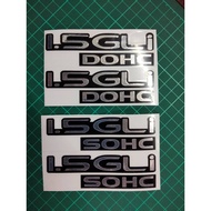 Sticker Emblem 1.5 GLI SOHC &amp; 1.5 GLI DOHC Super Chrome + Black background