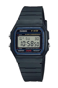 Casio Standard Digital นาฬิกาข้อมือผู้ชาย สายเรซิ่น รุ่น F-91WF-91W-1 ( CMG ) - สีดำ