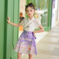 Horse Face Skirt Girls Hanfu Summer Style Children's Suit Antique Summer Ming Made Ancient Costume C