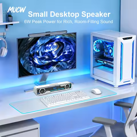 MUCW MU‑C13 Desktop Soundbar 6W Dual‑Driver Stereo Computer Speaker Bluetooth 5.4 & USB Sound Card R
