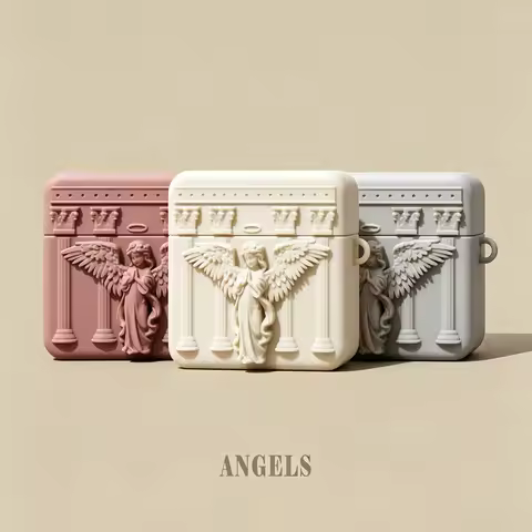 For Airpods 1 2 3 4 Pro Pro 2 Pro 3 Vintage Angels Sculpture Silicone Earphone Case Cover