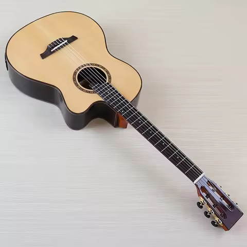 Crossover Guitar Solid Spruce Top with EQ Electric Classical Acoustic Guitar High Glossy Nylon Strin