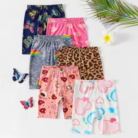 1/4 Pcs Children's Thin Leggings Girl Sweet And Lovely Love Safety Pants Anti-exposure Shorts Slim J