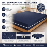 Cadar Zip Bedsheet Cover Premium Cotton Waterproof Bed Sheet Cover Fitted 4"/6"/8 10 TilamKalis Air 