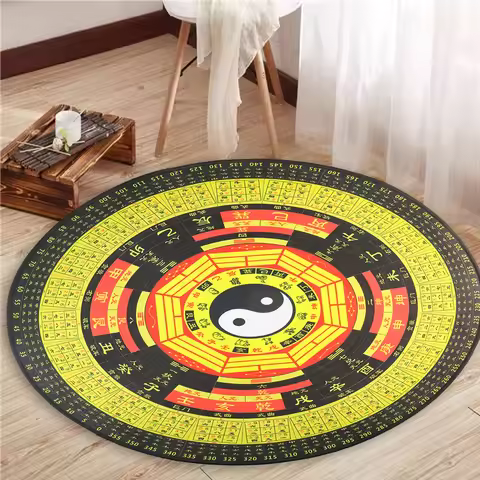 Muy Bien Taoist Tai Chi Bagua Round Carpet Cushion Zen Meditation Anti-slip Mat Chinese Living Room 