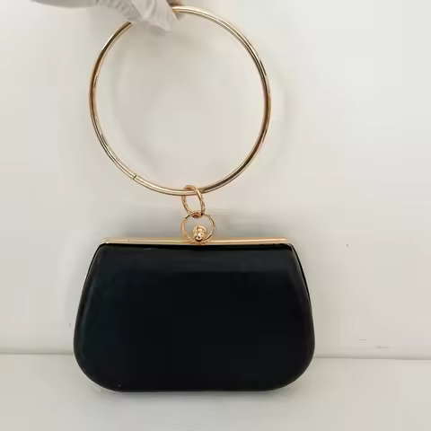 18.5cm Women Clutch Bag Frame DIY Handbag Clasp Bridal Bag Hardware Material Part Glue-In Round Hand