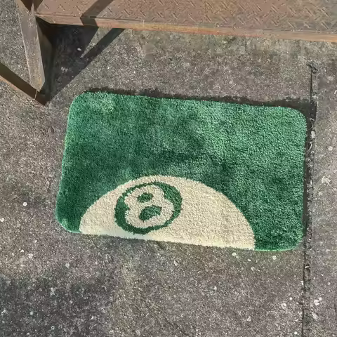 Green 8 Ball Carpet Doormat Rectangle Non-slip Bath Mat Soft Plush Fullfy Tufted Rug Home Decor Livi