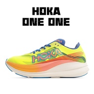 Original HOKA ONE ONE U ROCKET X2 Shock Absorbing Road for Men Women Ladies Sport Sneakers Walking Training Jogging Shoe Yellow Green