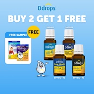 [BUY 2 GET 1 FREE] Ddrops Adult Daily Liquid Vitamin D3 Supplement | 1000 IU / 2000 IU / 5000 IU | E