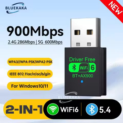 Upgrades 900Mbps WiFi Network Card 2.4G/5Ghz Bluetooth 5.4 Wi-Fi Dongle AX900 USB Wireless Receiver 