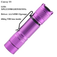 Convoy Purple T5 Mini Flashlight AA 14500 Torch With XPG2/219B/219C/LH351D/519A LED Camping Hiking L
