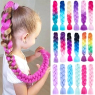 1 ชิ้น เส้นผมสำหรับถักเด็ก ผมเส้นไหมย้อมสี Ombre สีผสม ขนาดใหญ่ ผมเส้นยาว 24 นิ้ว สำหรับเด็ก