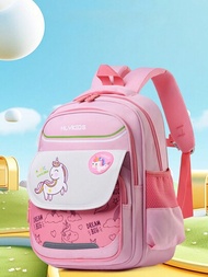 Lindo y versátil mochila de unicornio con dibujos animados para niños con doble correa para el hombro