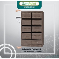 [ Siap Pasang ] Sampoint Almari Pintu Bertolak 4 Kaki | Almari Baju Sliding Door 2 Sliding Doors - 4