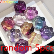 Ngẫu nhiên 5 cái đẹp khắc móng vuốt Mèo Pha Lê cầu vồng fluorite màu sắc tự nhiên fluorite pha lê rù