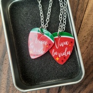 Necklace / necklace twinkling watermelon guitar pick pendant