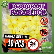 EASYWARE 2023 [10PCS SET] Para Block Deodorant Toilet Ubat Gegat Serai Wangi Penghalau Lipas Tikus -