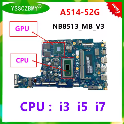 NB8513_MB_V3 Motherboard For Acer Aspire A514-52 A514-52G Laptop Motherboard With CPU i3 i5 i7 RAM 4