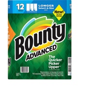Bounty Advanced Select-A-Size Paper Towels - White - 12 Rolls 117 Sheets each roll