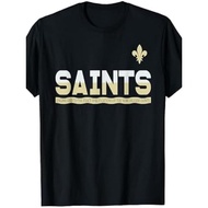 Men'S Casual Crew Neck T-Shirt - Cotton, Medium Stretch, All-Season Knit Fabric, Printed SAINTS Grap