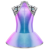 Freebily Girls Halloween Shiny Metallic Alien Costume Sleeveless Back Zip Sequins Dress Alien Costum