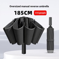 Oversized Manual Folding Umbrella 185cm Extra Thick Reinforced Windproof Rainstorm Reverse Rainstorm