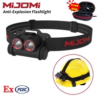 Mijomi ไฟหน้า EXH80 LED แบบคู่ไฟฉายคาดศีรษะ500ลูเมนแบบชาร์จไฟได้หลอดไฟหน้ากันระเบิดไฟหน้าป้องกันการร
