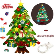 DIY Felt Christmas Tree Wall Ornaments Decor for Kids Gift with LED Light