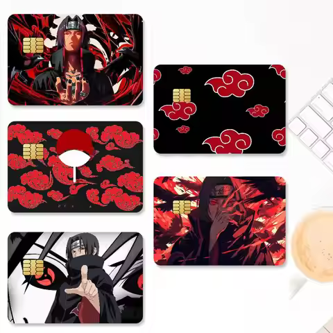 Anime N-NARUTO U-Uchiha I-Itachi Credit Card Stickers Skin For Bank Debit Decorative Protection 4PCS