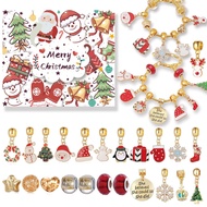 Golden Christmas Countdown Calendar Gift SuitdiyBeaded Jewelry Advent Christmas Tree Bracelet Gift