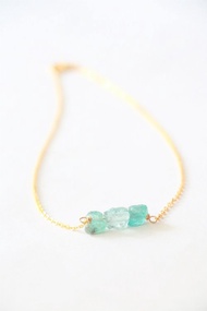 天然藍磷灰石 原石頸鍊項鍊 藍磷灰石項鍊 鍍金輕珠寶頸鍊 