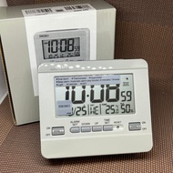 Seiko Digital Clock QHL086NL Grey Alarm Snooze Light Thermometer Hygrometer Standing &amp; Wall Clock QHL086N QHL086