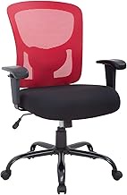 Big and Tall Office Chair+400lbs Wide Seat Mesh Desk Chair+Massage Rolling Swivel Ergonomic Computer Chair with Lumbar Support Adjustable Arms Task Chair for Heavy People+ (Red)