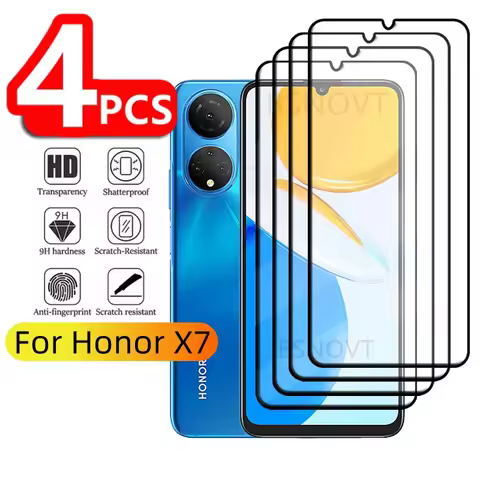 4PCS For Honor X7 Glass Honor X7 X 7 HonorX7 Tempered Glass Full Cover Glue Protective HD 9H Screen 