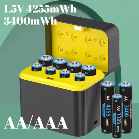 With 1.5V 4255mWh/3400mWh Lithium Batteries 8 Slots with Smart Charger AA/AAA Fast Charging Battery 