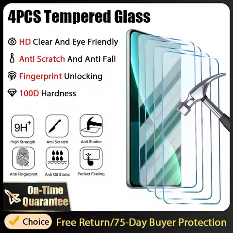 4Pcs Tempered Glass for Xiaomi Poco F3 F4 X3 X4 GT X3 X5 Pro Screen Protector for Xiaomi Poco X3 X4 