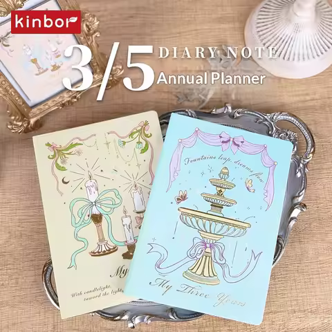 Kinbor 3/5 Year A5 Journal Notebook, Illustrated Cover, Self‑Filling Planner for Time Management & E