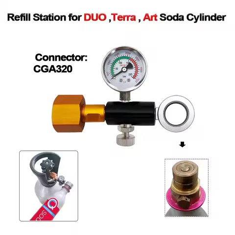 Refilling Adapter for SodaStream Quick Connect Cylinder to W21.8 CGA320 CO2 Tank