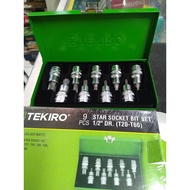 Tekiro star bit socket set 9 pcs - torx star socket wrench set T20-60