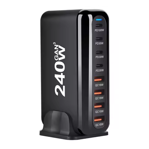 New 240W Desktop GaN Charger 8-port USB Type C PD Charger Fast Charge 3.0 USB Type C Fast Charger Mo