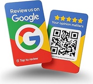 Reusable Review Tap Card for Google Reviews - 10-Cards Pack - QR & Tap NFC Review Card - Review Us o