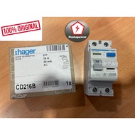 HAGER CD216B 16A 2P 30MA ( 0.03 A ) ELCB / RCCB
