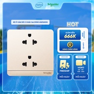 Bộ ổ cắm đôi 3 chấu 16A màu Vàng ánh kim E83426UES2_WG_G19 SCHNEIDER